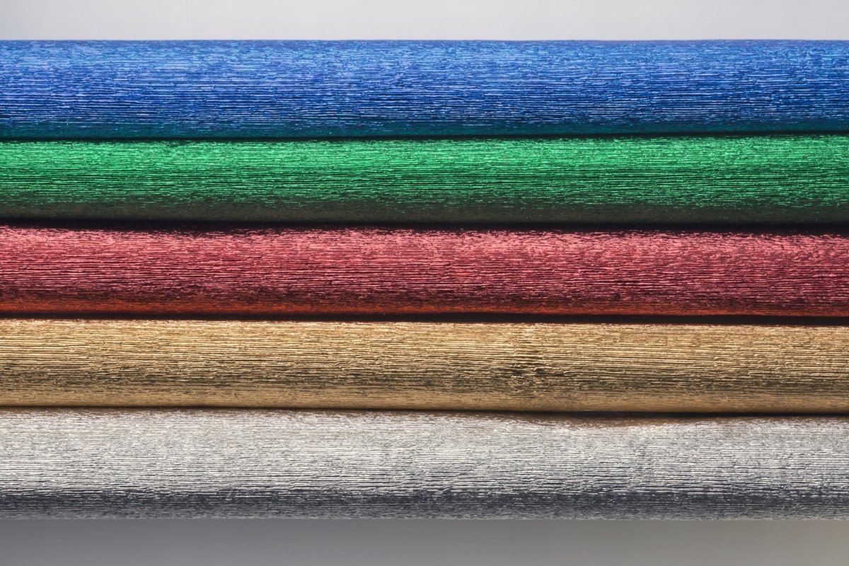 Gekreukeld Kreukelpapier 25x100cm, 5 rollen Mix Metallic