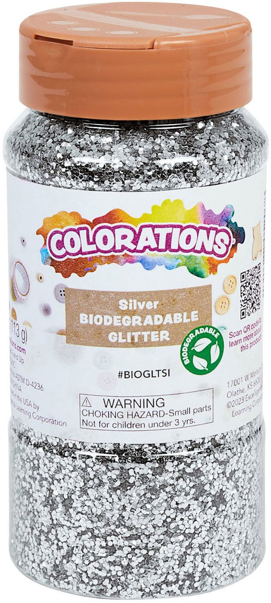 Colorations - Biologische Afbreekbare Glitter - Zilver, 113 gram