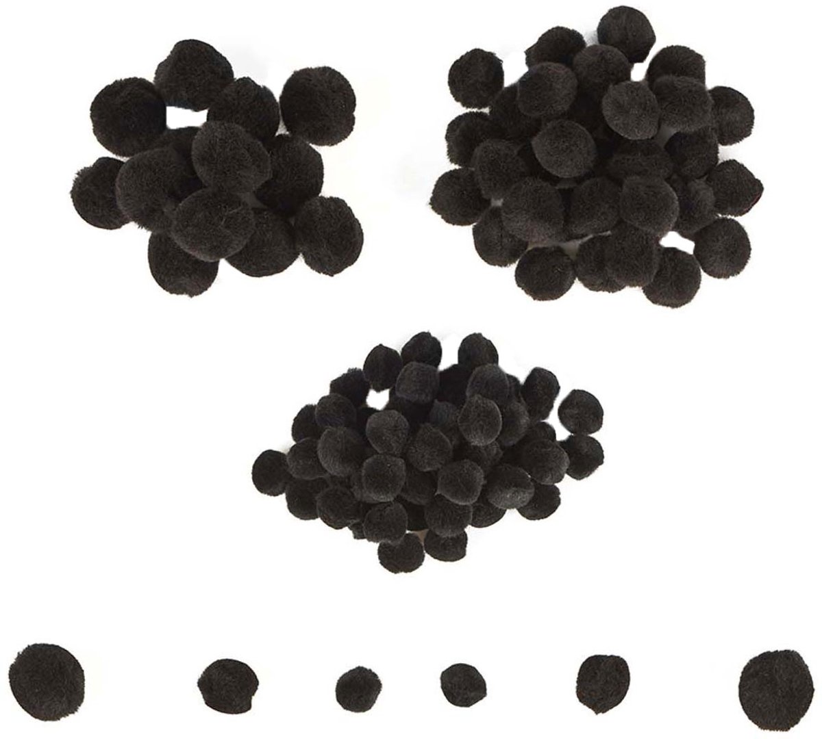 Colorations - Mini Pompons Zwart, 100st.