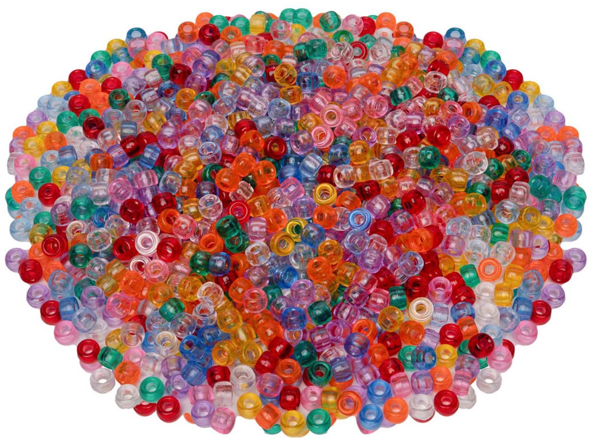 Colorations pony kralen transparant 1000 stuks knutselset multi kleuren.
