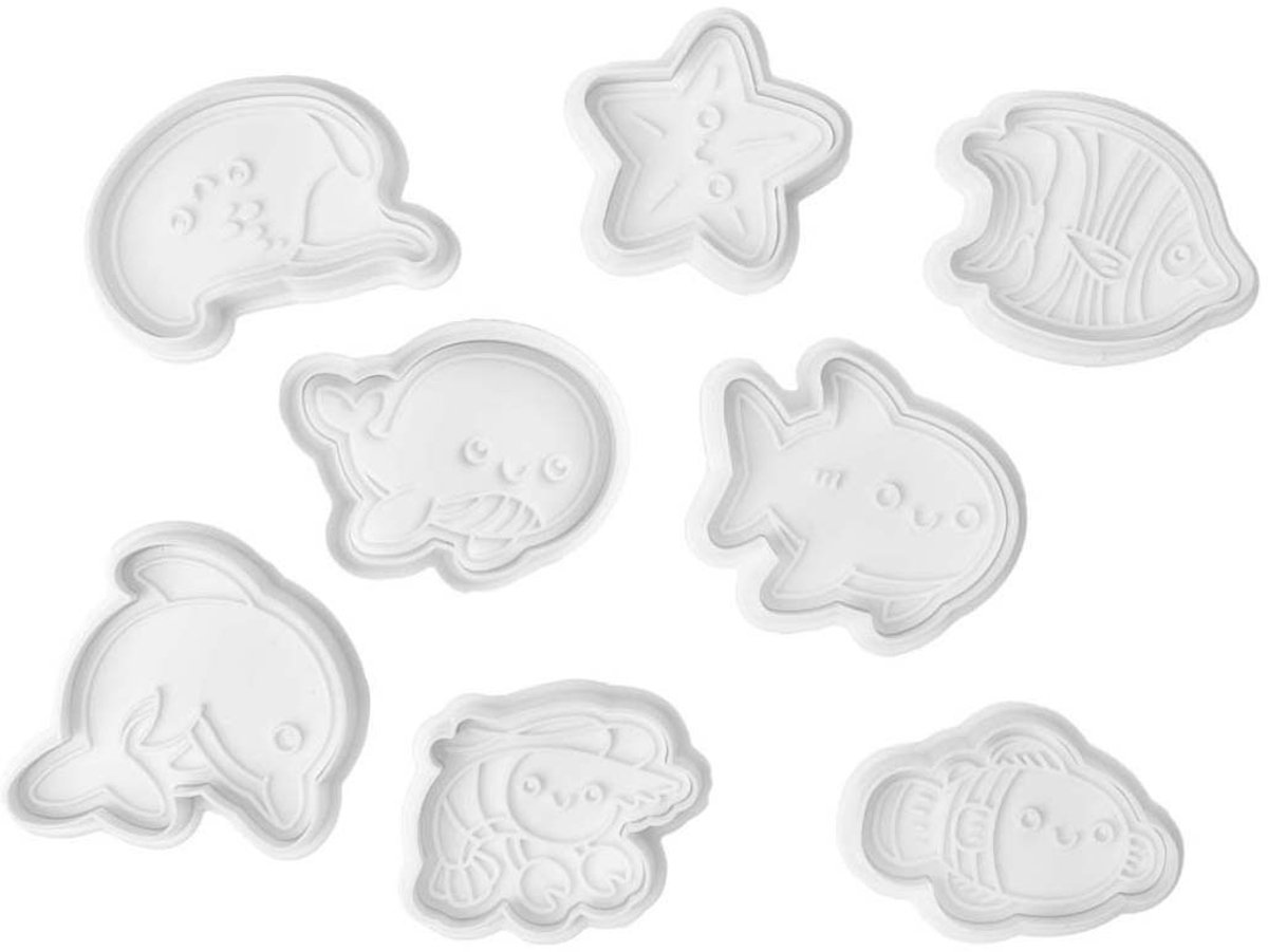 Colorations uitdrukvormpjes zeedieren karton transparant 8 stuks speelgoed.