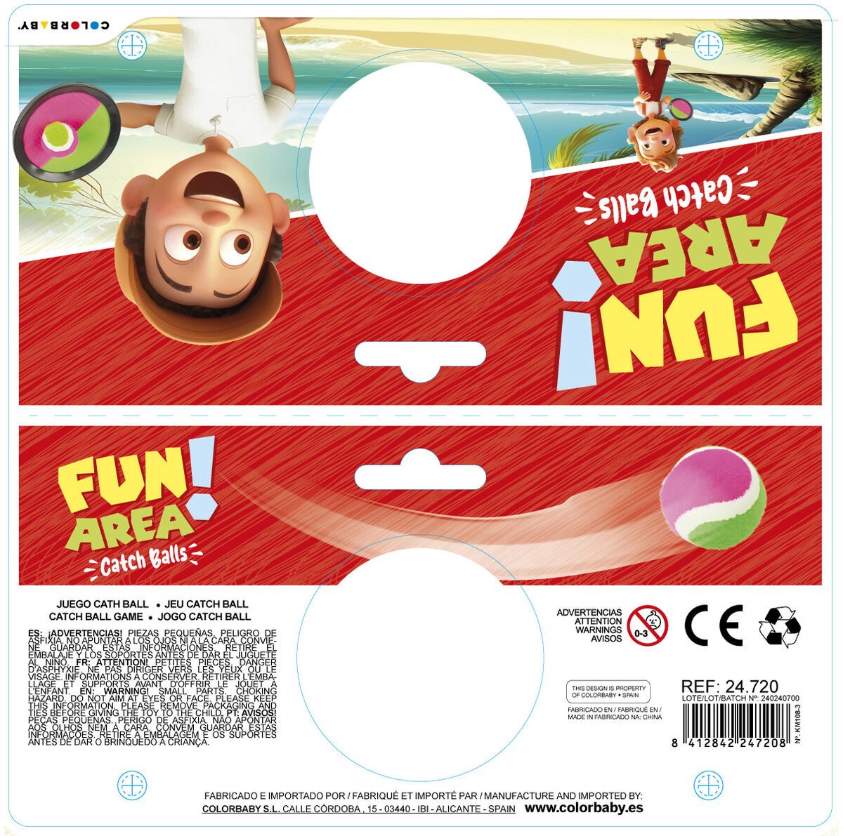 Strandspeelgoed Colorbaby Catch Ball 20 x 2 x 20 cm Velcro (12 Stuks)