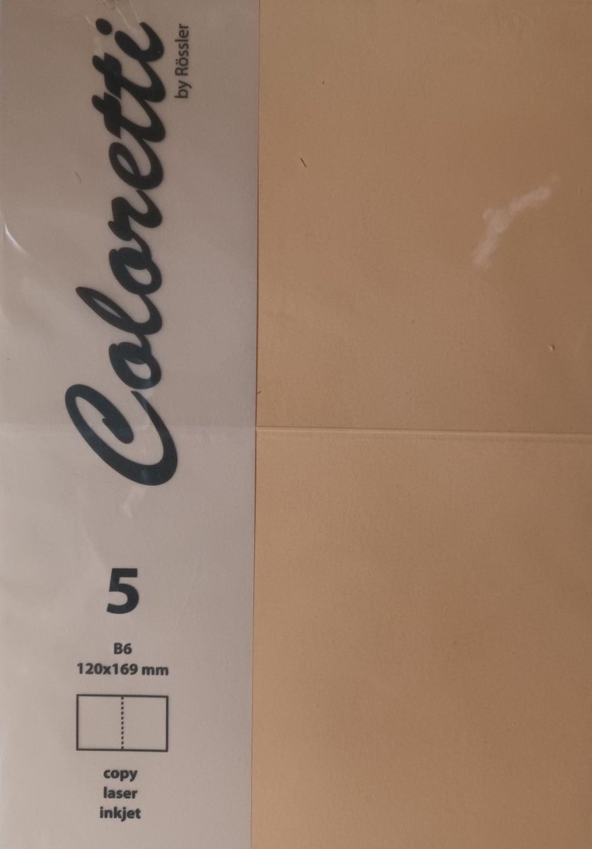 Kaarten - Coloretti - Abrikoos - Aprikose - 5 stuks - B6 - 120x169mm - Vouwrand - HD - 225gram - Kaart - Vouw - 110772550