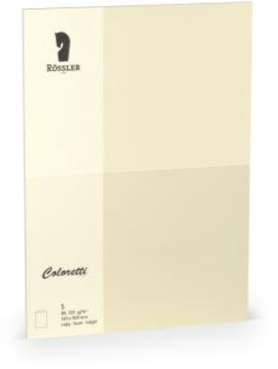 Kaarten - Coloretti - Creme - Beige - 5 stuks - B6 - 120x169mm - Vouwrand - HD - 225gram - Kaart - Vouw - 110772512