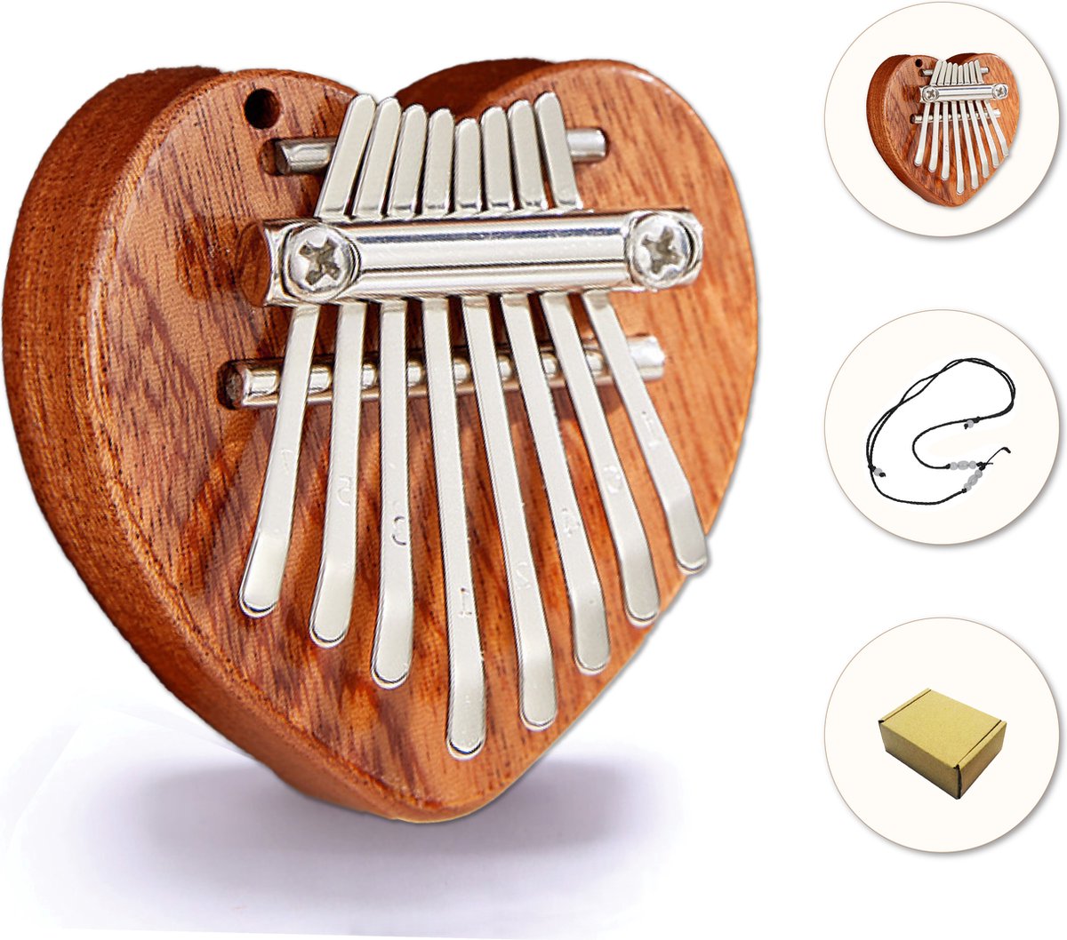 Colorful Sun® Kalimba set - 8 tonen - Duimpiano - Muziekinstrument - Mahoniehout - Vakantie cadeau - Voor kinderen en volwassenen