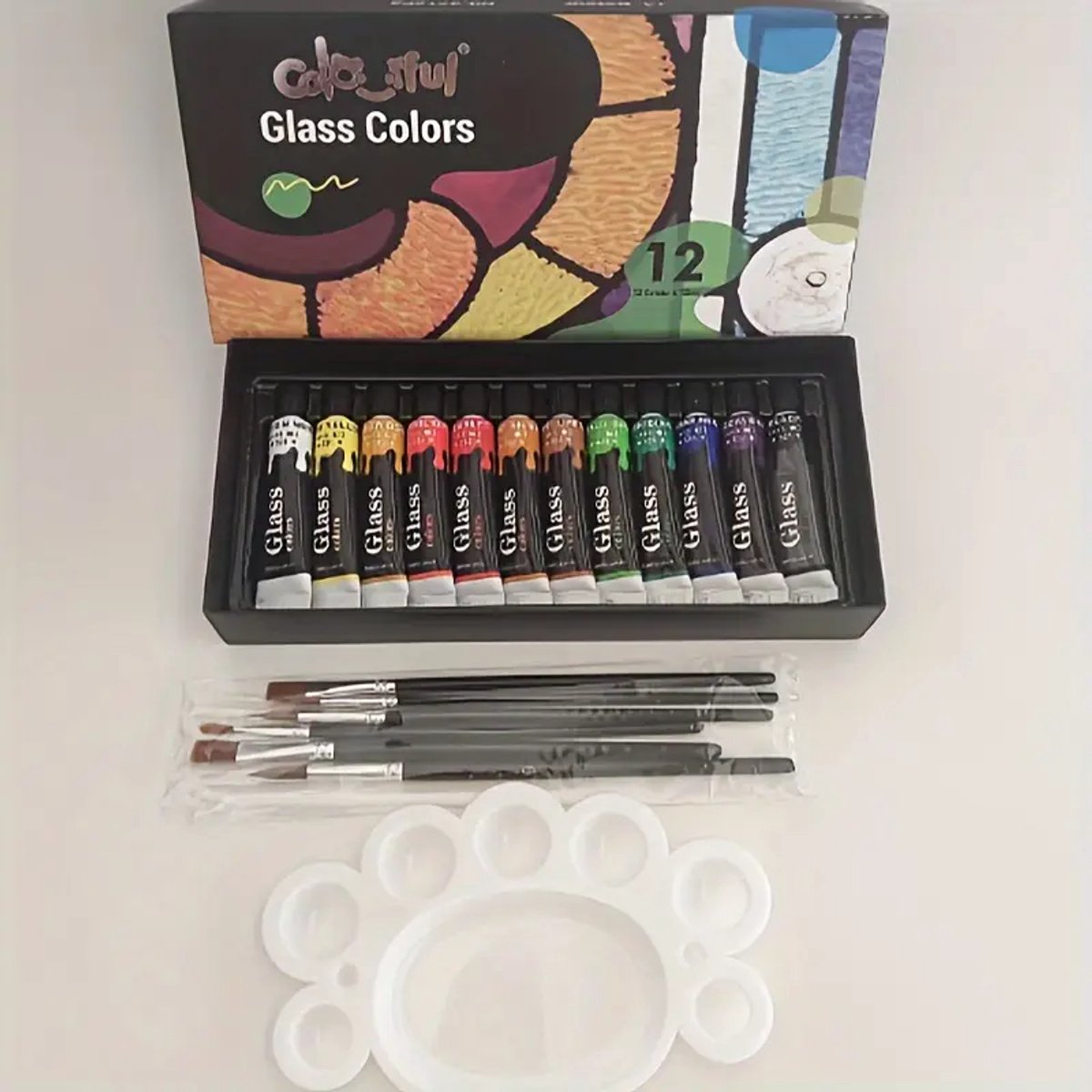 Colorful - Glasverf - 12x12 ml - Fine colours