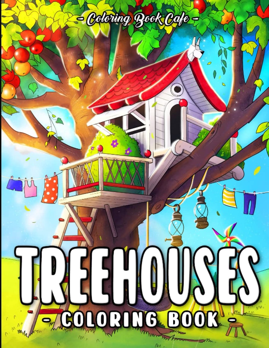 Treehouses Coloring Book - Coloring Book Cafe - Kleurboek voor volwassenen