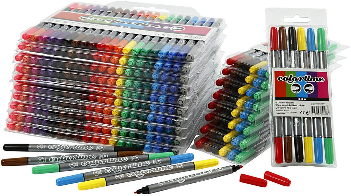 Colortime dubbelstift, 2,3+3,6 mm lijn, 260 assorti