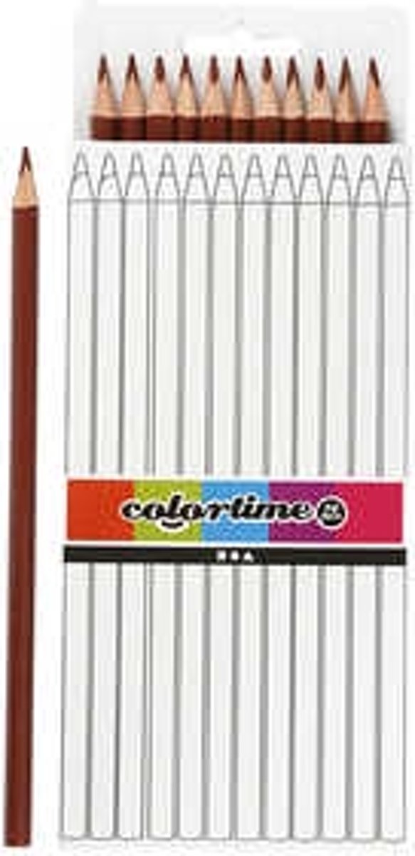   kleurpotloden, l: 17 cm, vulling: 3 mm, bruin, basis, 12stuks