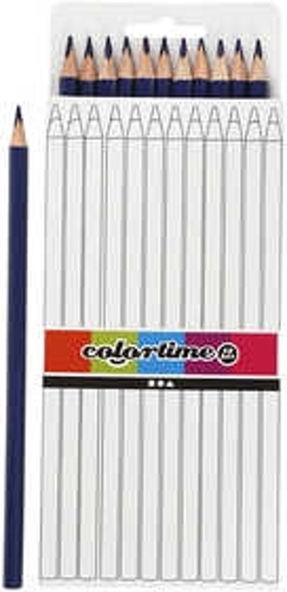   kleurpotloden, l: 17 cm, vulling: 3 mm, donkerblauw, basis, 12stuks