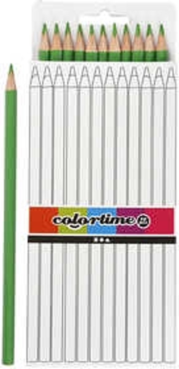   kleurpotloden, l: 17 cm, vulling: 3 mm, lichtgroen, basis, 12stuks