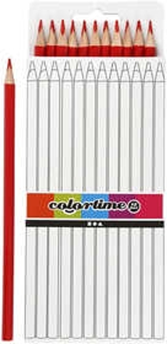   kleurpotloden, l: 17 cm, vulling: 3 mm, rood, basis, 12stuks