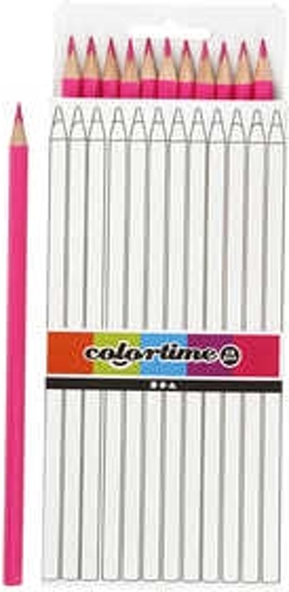   kleurpotloden, l: 17 cm, vulling: 3 mm, roze, basis, 12stuks