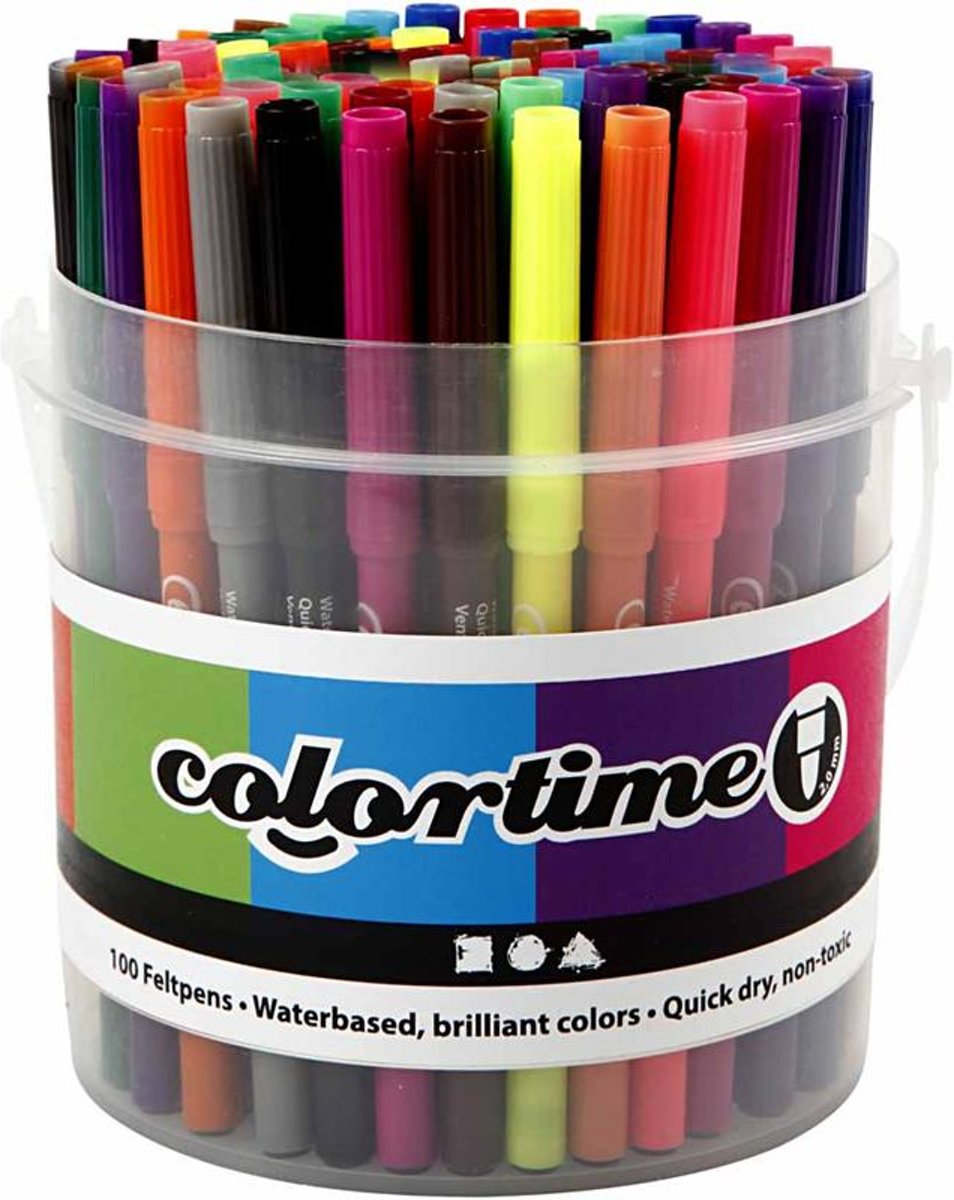 Colortime stift, 2 mm lijn, kleuren assorti, 100 assorti