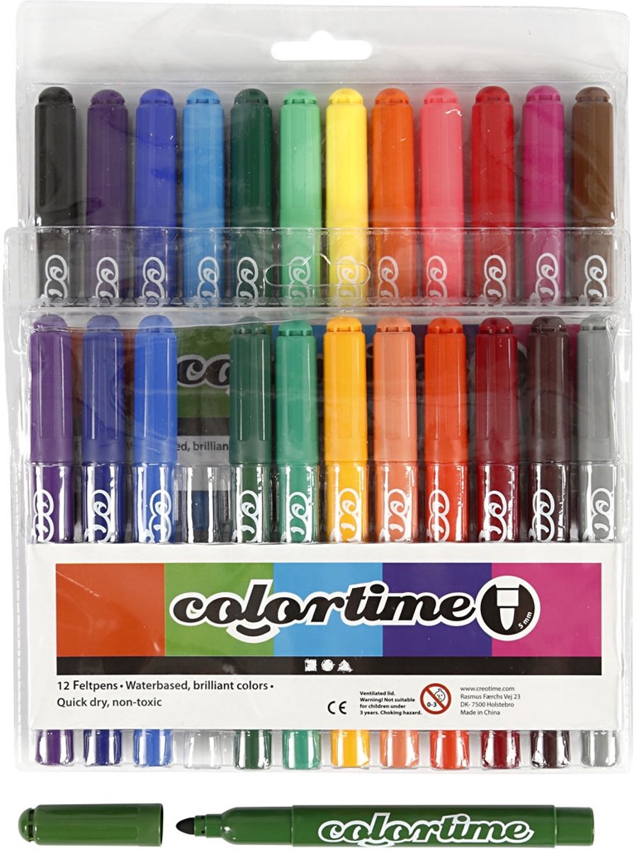Colortime stift, 5 mm lijn, 24 assorti