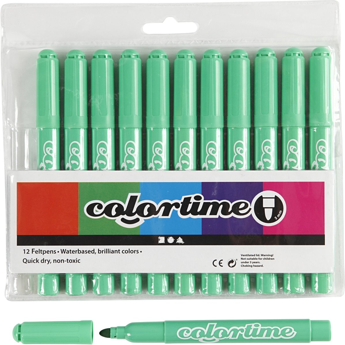Colortime stift, 5 mm lijn, lichtgroen, 12 stuks