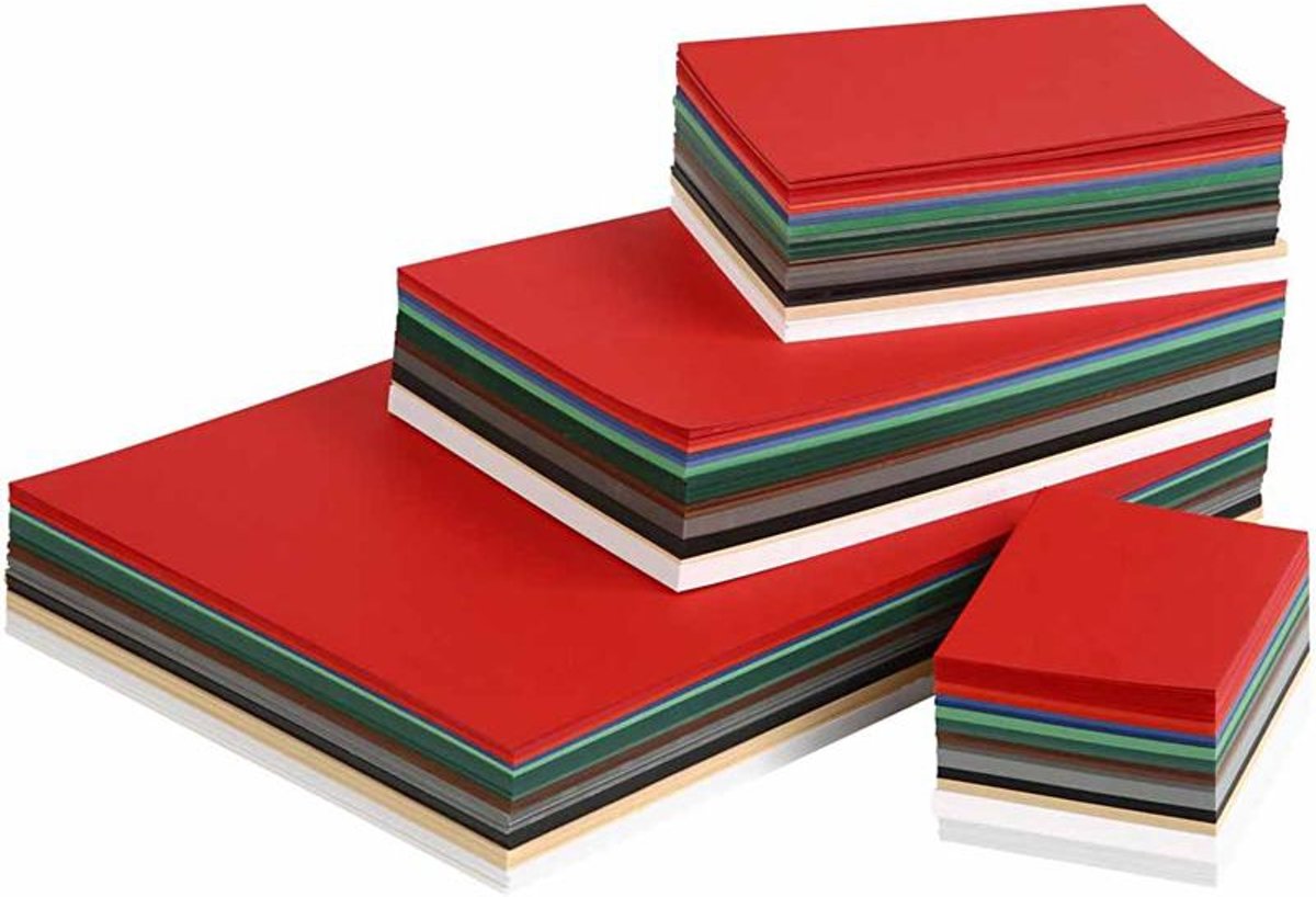Kerst karton, A3+A4+A5+A6, 180 gr, 1500 div vellen, diverse kleuren