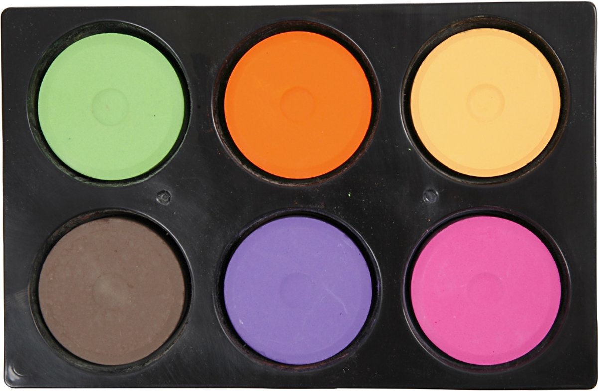 Waterverf in palet, d: 44 mm, extra kleuren, 6 assorti