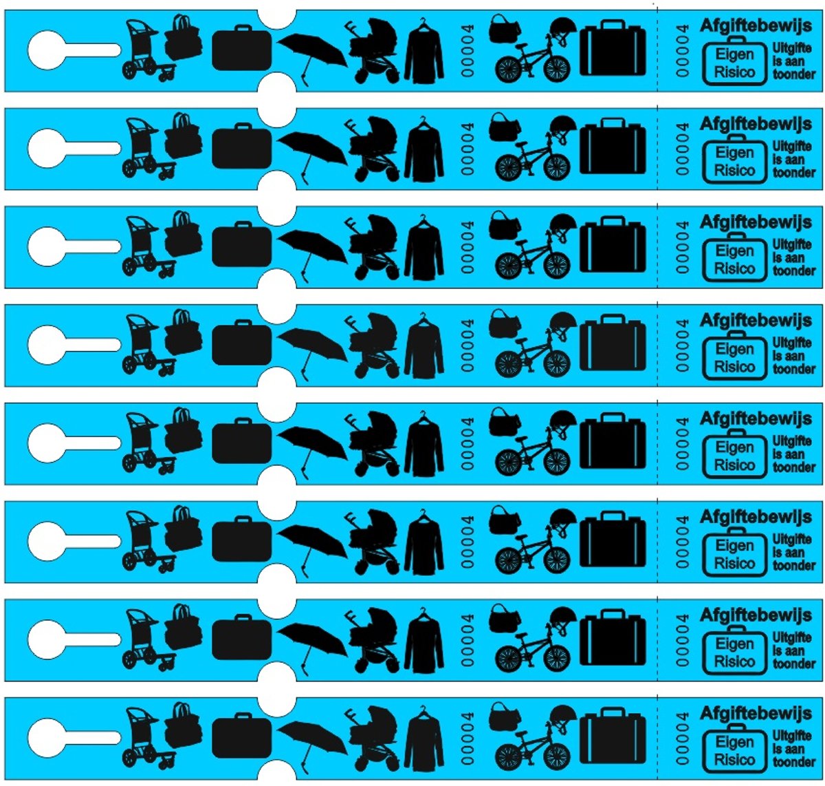 Bagagetickets - Bagagelabels op rol - 500 Nummers - Blauw