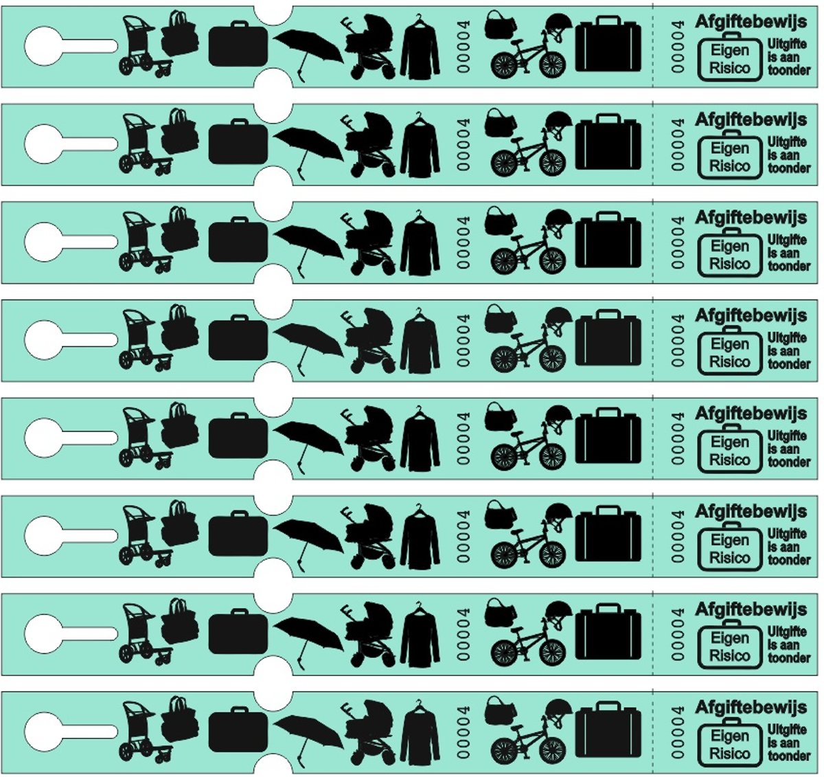 Bagagetickets - Bagagelabels op rol - 500 Nummers - Mint groen