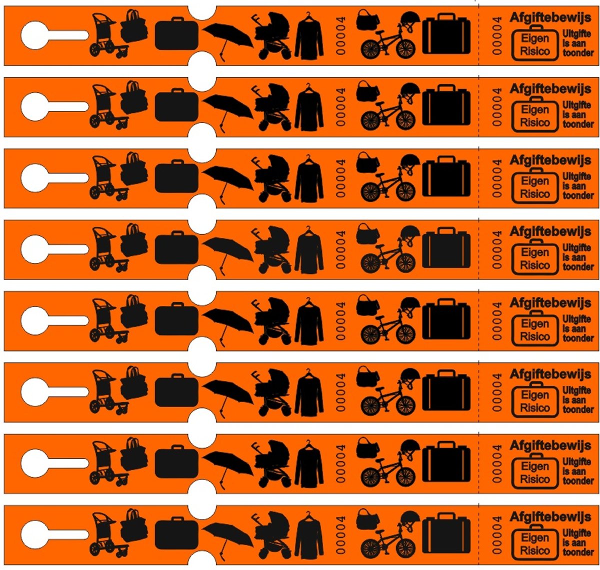 Bagagetickets - Bagagelabels op rol - 500 Nummers - Oranje