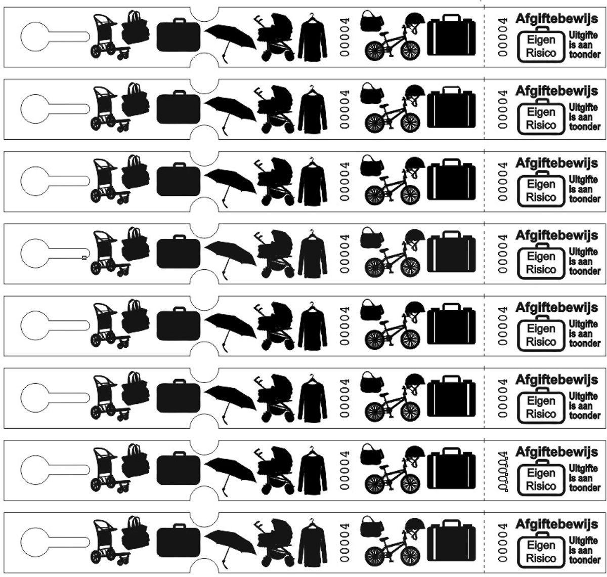 Bagagetickets - Bagagelabels op rol - 500 Nummers - Wit