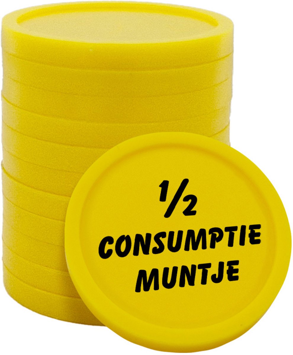 CombiCraft 1/2 consumptie munten bedrukt Ø23mm - Geel - 100 stuks