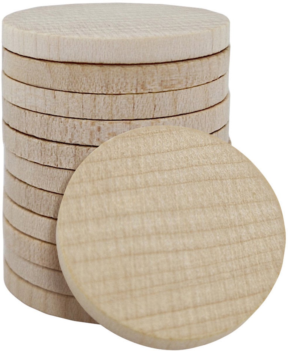 CombiCraft Blanco houten munten Ø29mm - 100 stuks