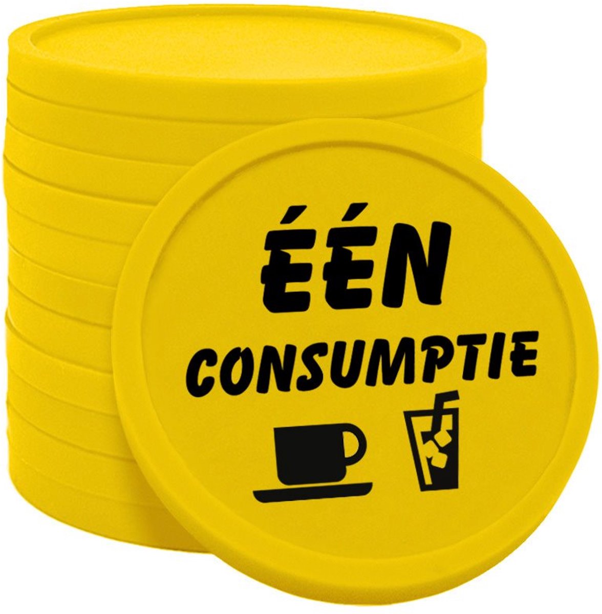 CombiCraft Consumptiemunten één consumptie Ø29mm geel - enkelzijdig bedrukt - 100 stuks