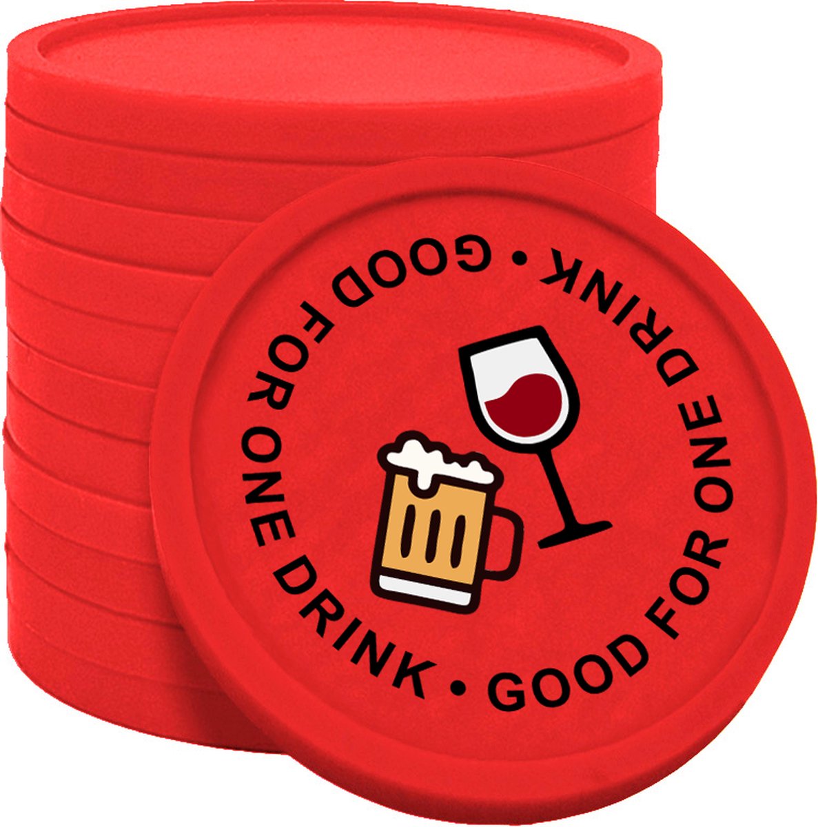 CombiCraft Good for one drink consumptiemunt Ø29mm enkelzijdig bedrukt rood - 100 stuks