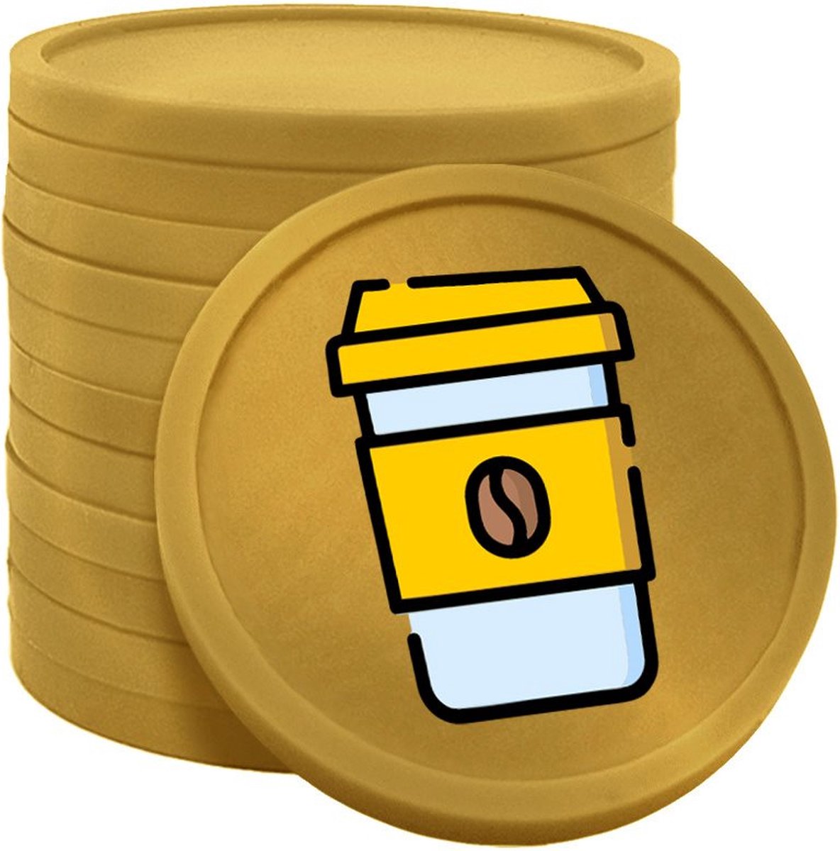 CombiCraft Koffie-To-Go consumptiemunten goud - Ø29mm enkelzijdig bedrukt - 100 stuks