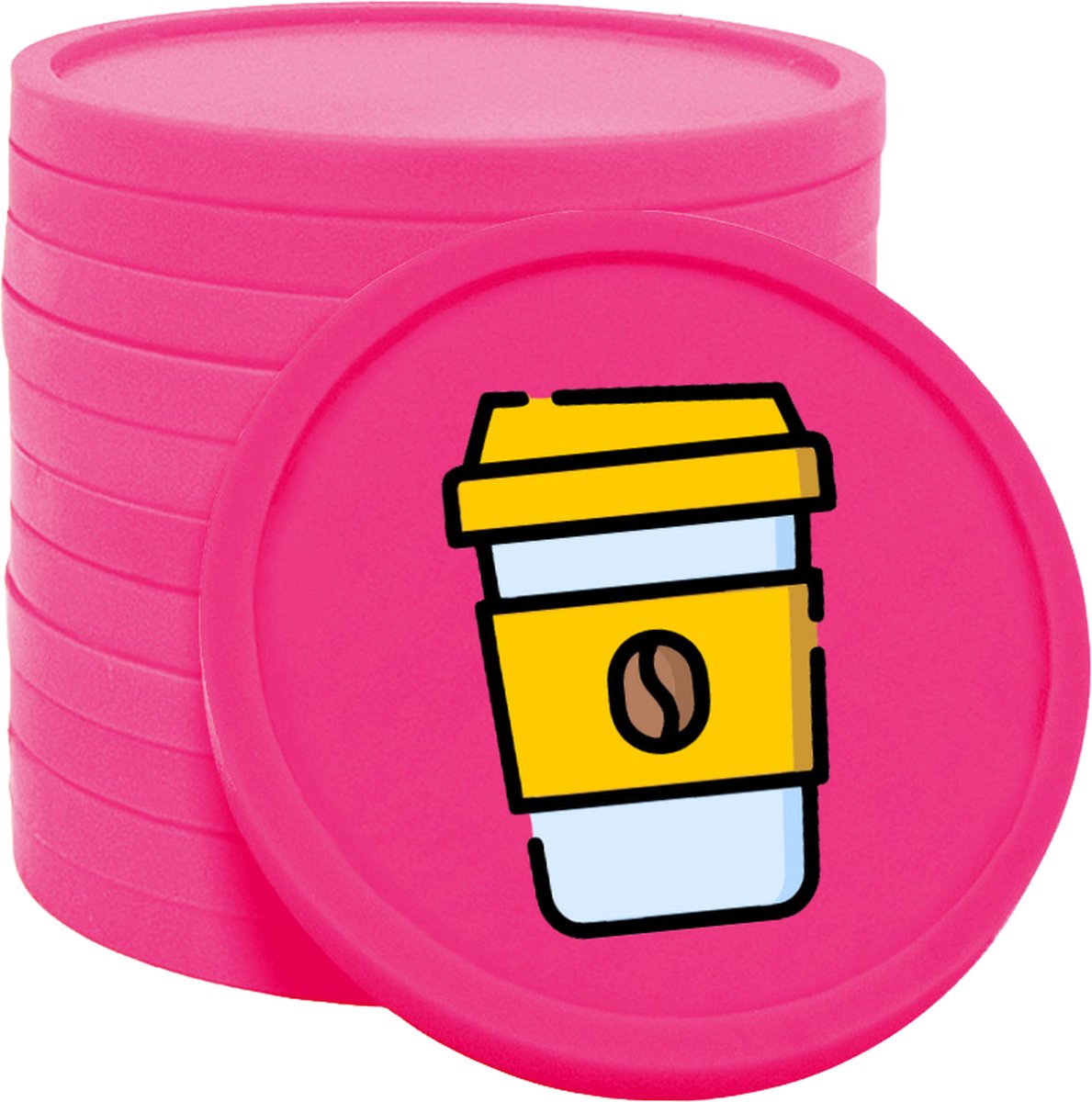 CombiCraft Koffie-To-Go consumptiemunten neon roze - Ø29mm enkelzijdig bedrukt - 100 stuks