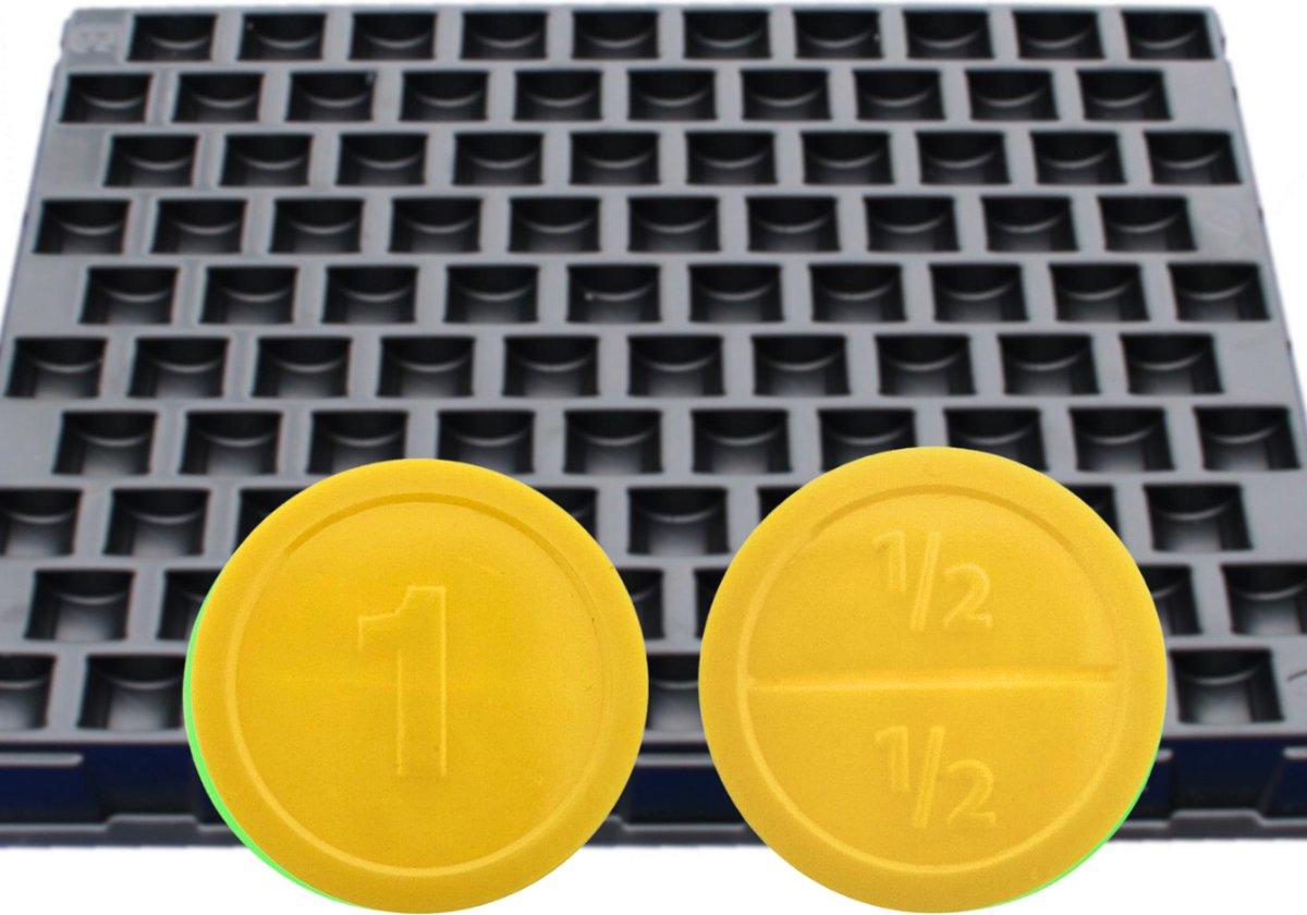 CombiCraft Ronde breekmunten 1000 stuks geel met telbak