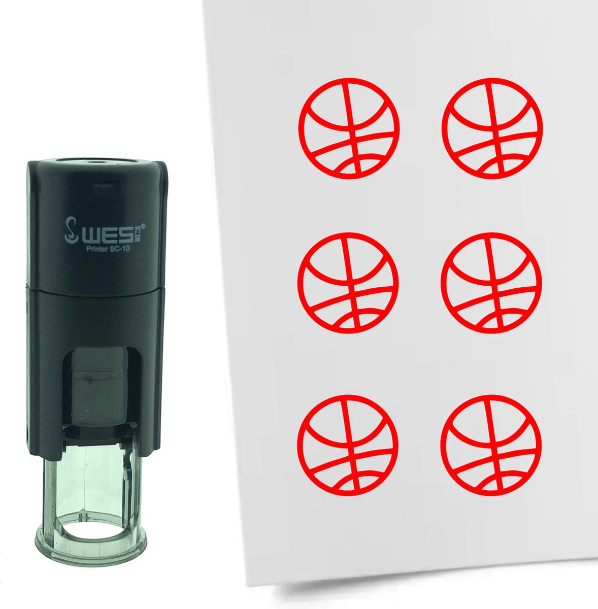 CombiCraft Stempel Basketbal 10mm rond - rode inkt