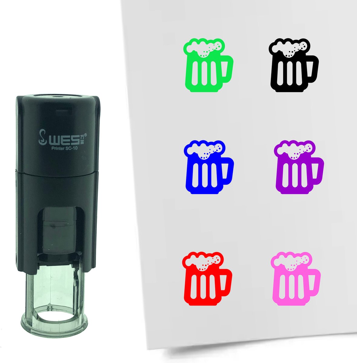CombiCraft Stempel Bier 10mm rond - roze inkt