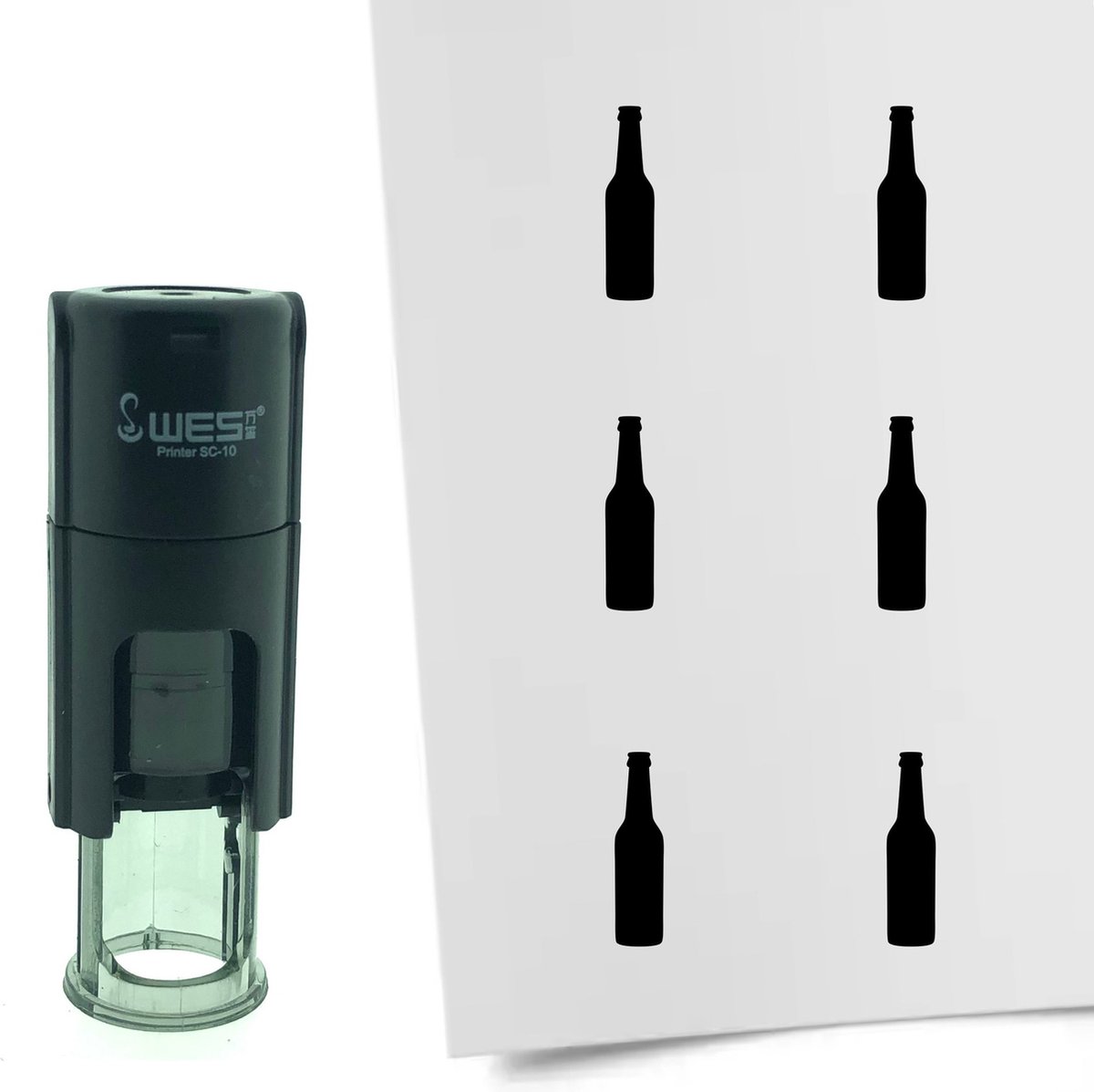 CombiCraft Stempel Bierflesje 10mm rond - Zwarte inkt