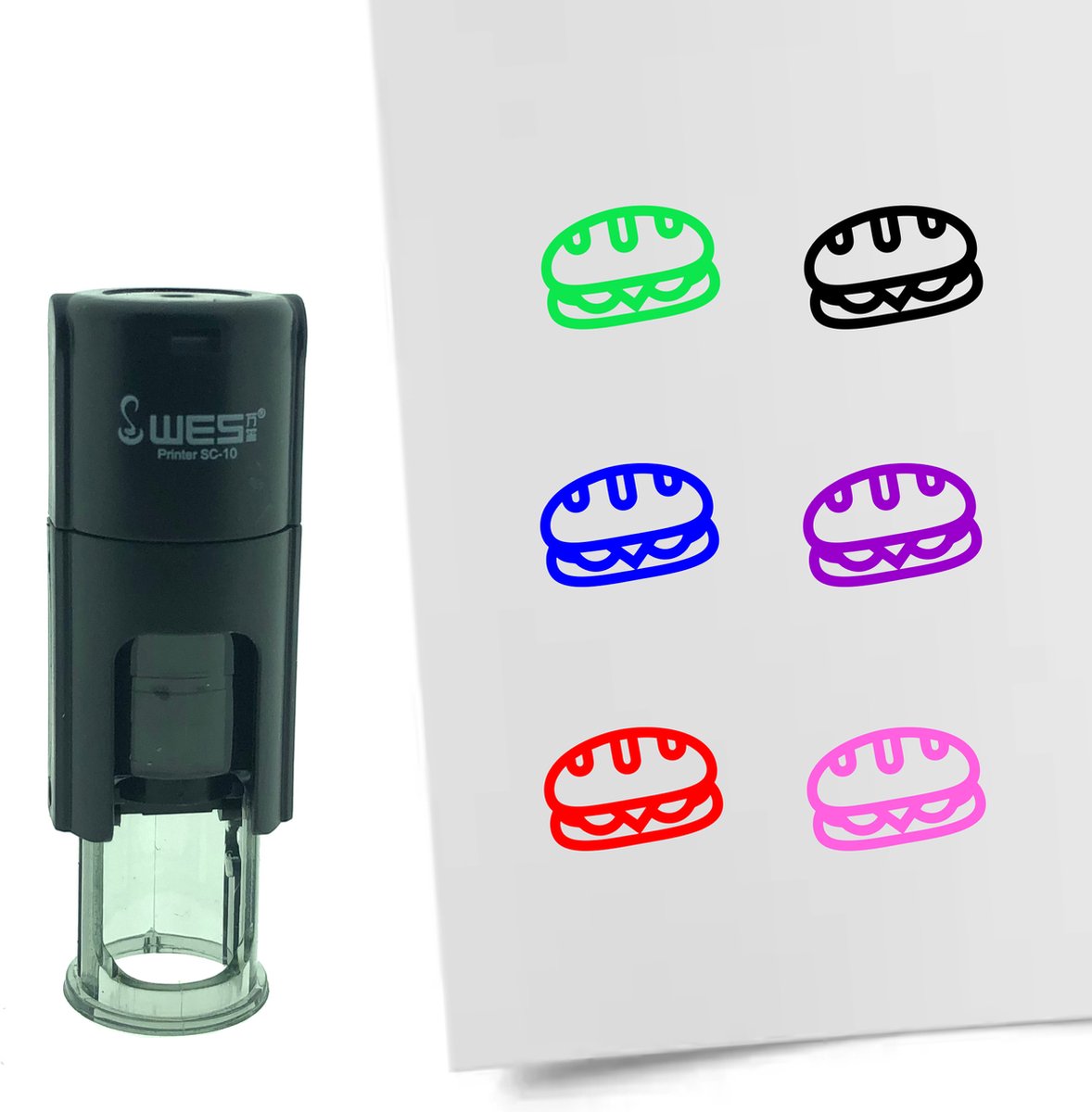CombiCraft Stempel Broodje 10mm rond - roze inkt