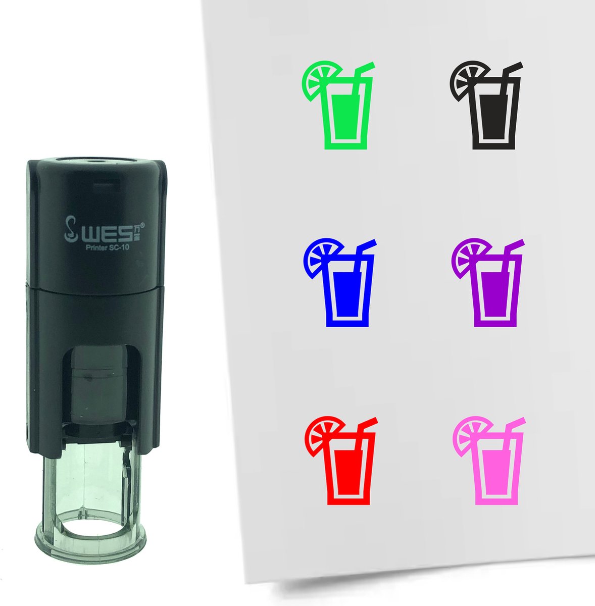 CombiCraft Stempel Cocktail 10mm rond - paarse inkt