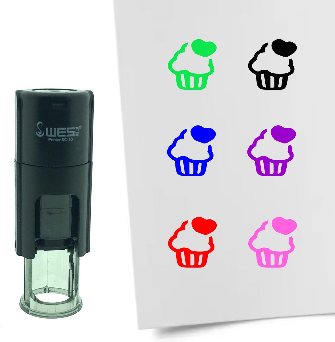 CombiCraft Stempel Cupcake 10mm rond - groene inkt