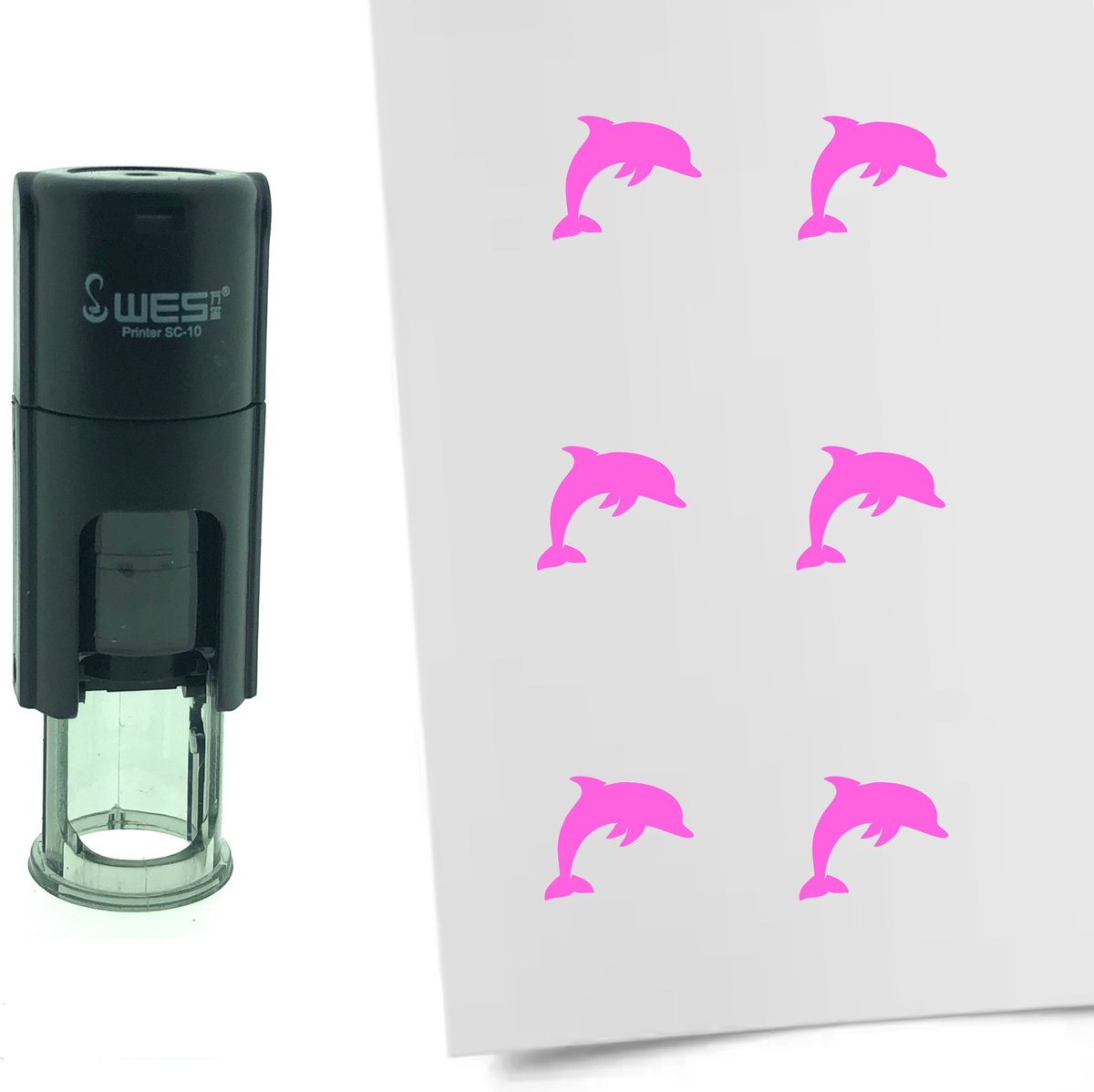CombiCraft Stempel Dolfijn 10mm rond - Roze inkt