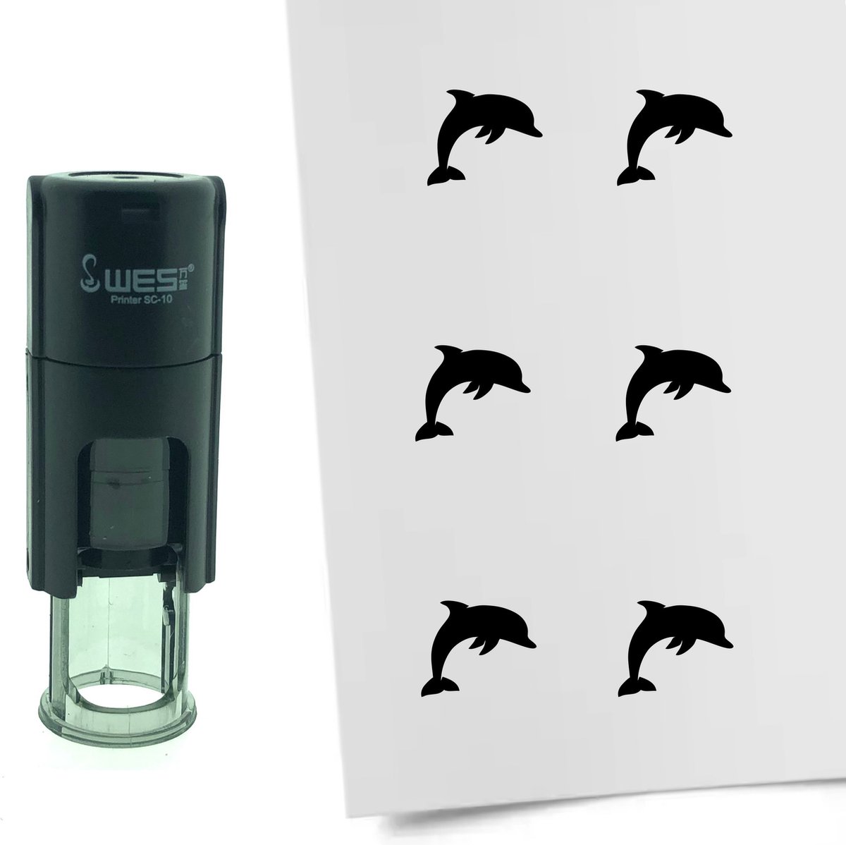 CombiCraft Stempel Dolfijn 10mm rond - Zwarte inkt