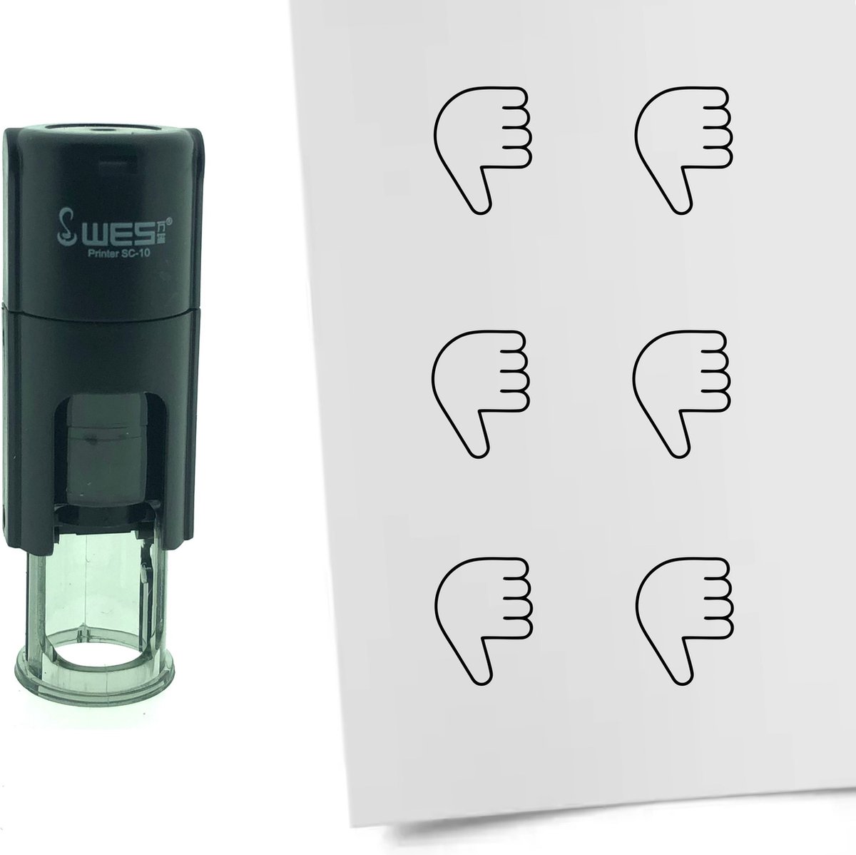 CombiCraft Stempel Duim naar beneden 10mm rond - zwarte inkt