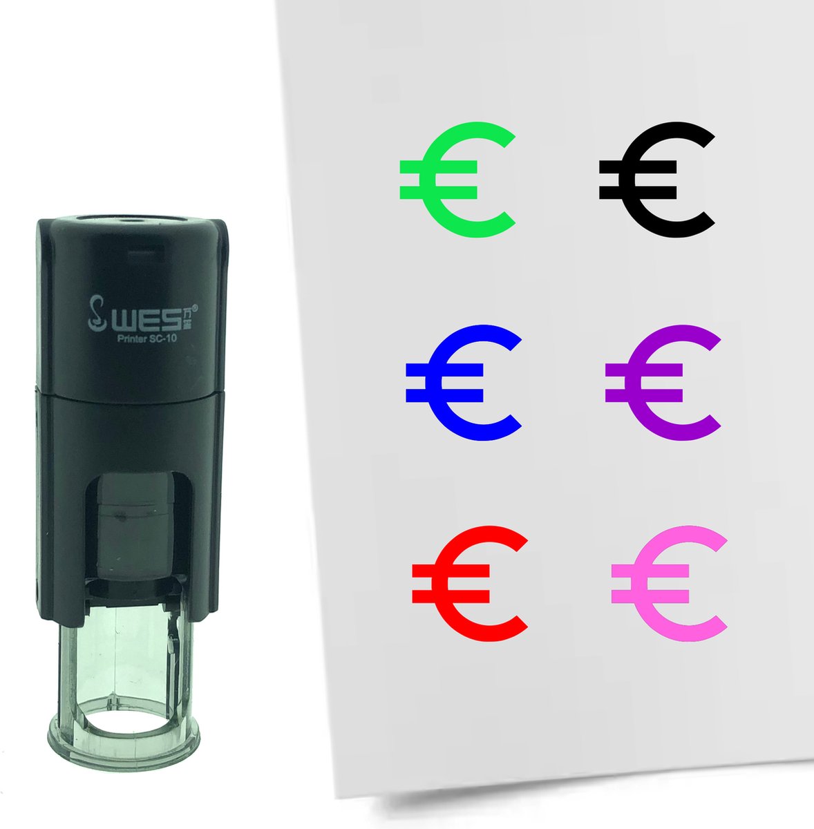 CombiCraft Stempel Euro teken 10mm rond - groene inkt