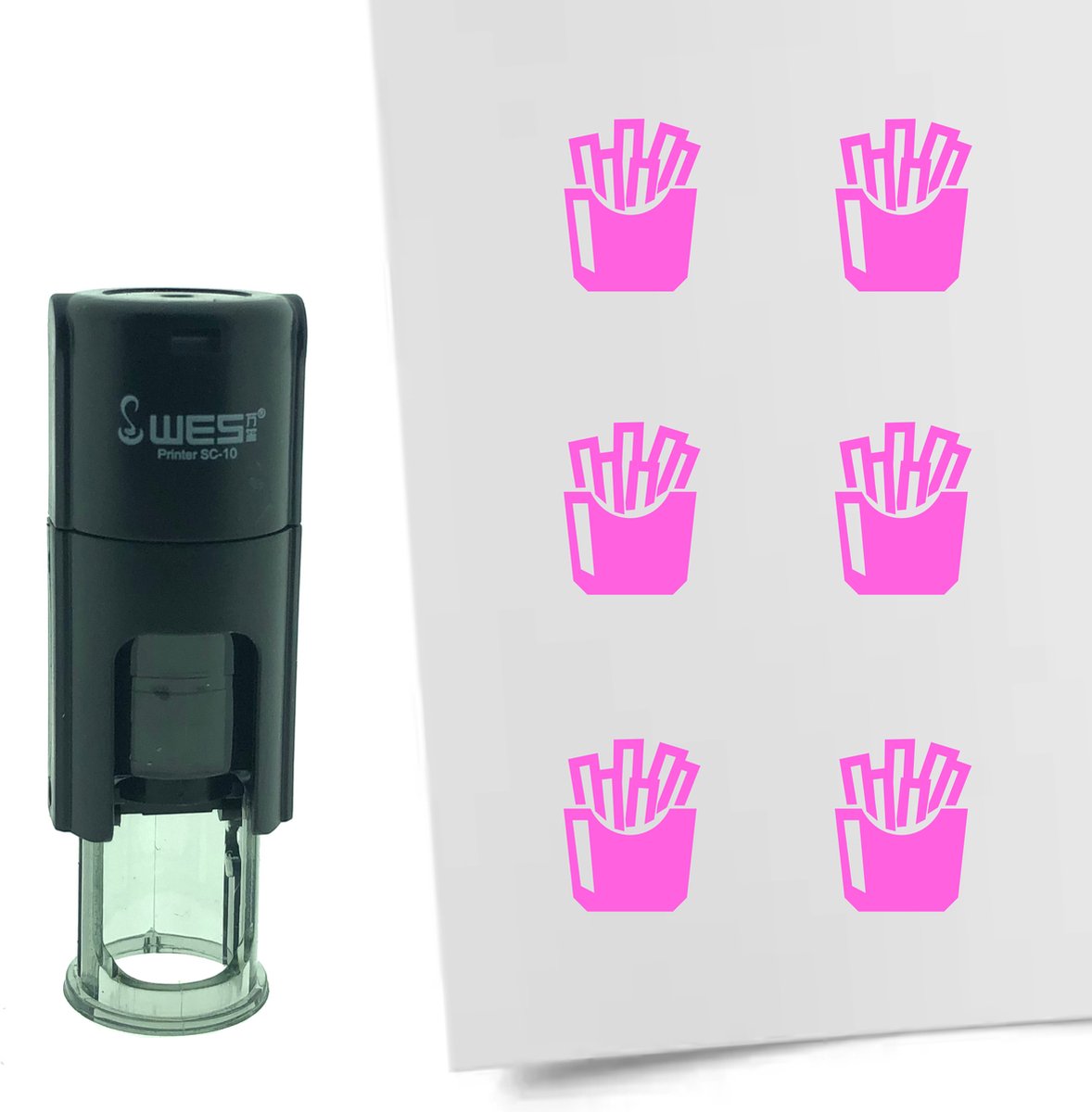 CombiCraft Stempel Frites of Patat 10mm rond - roze inkt