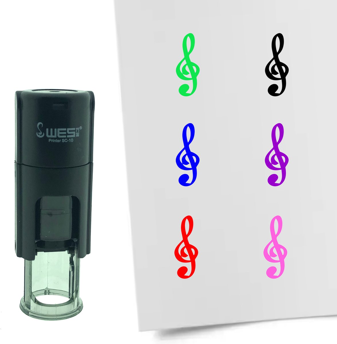 CombiCraft Stempel G-Sleutel 10mm rond - rode inkt