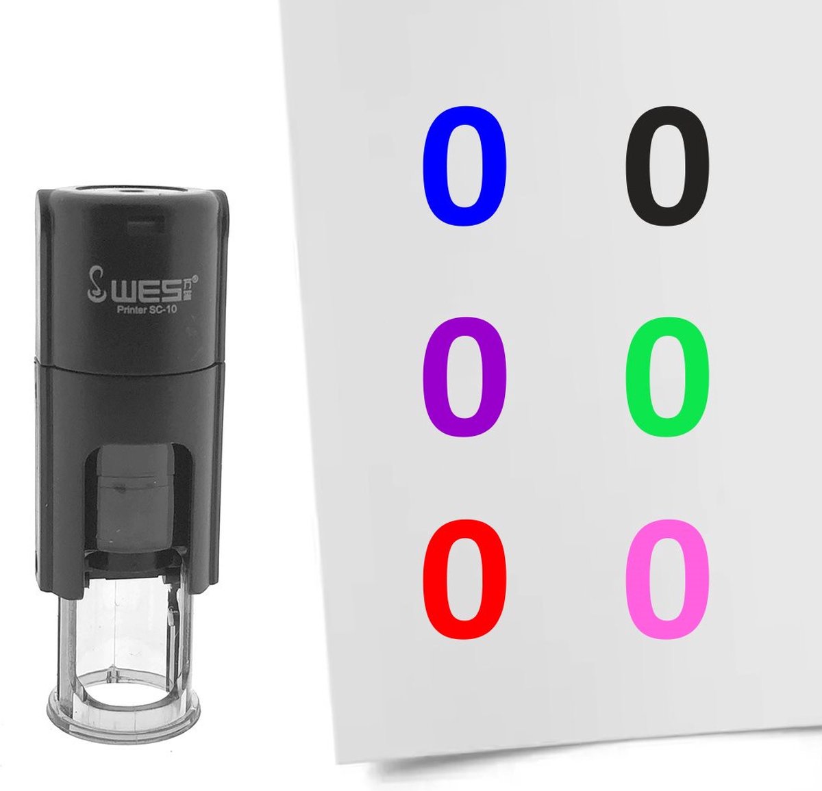 CombiCraft Stempel Getal 0 10mm rond rode inkt - per 1 stuk