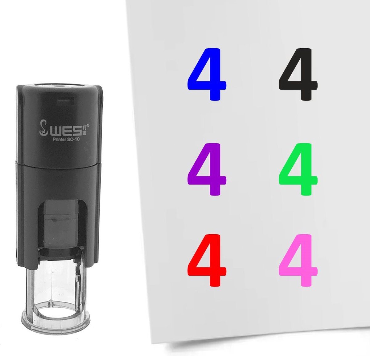 CombiCraft Stempel Getal 4 10mm rond blauwe inkt - per 1 stuk