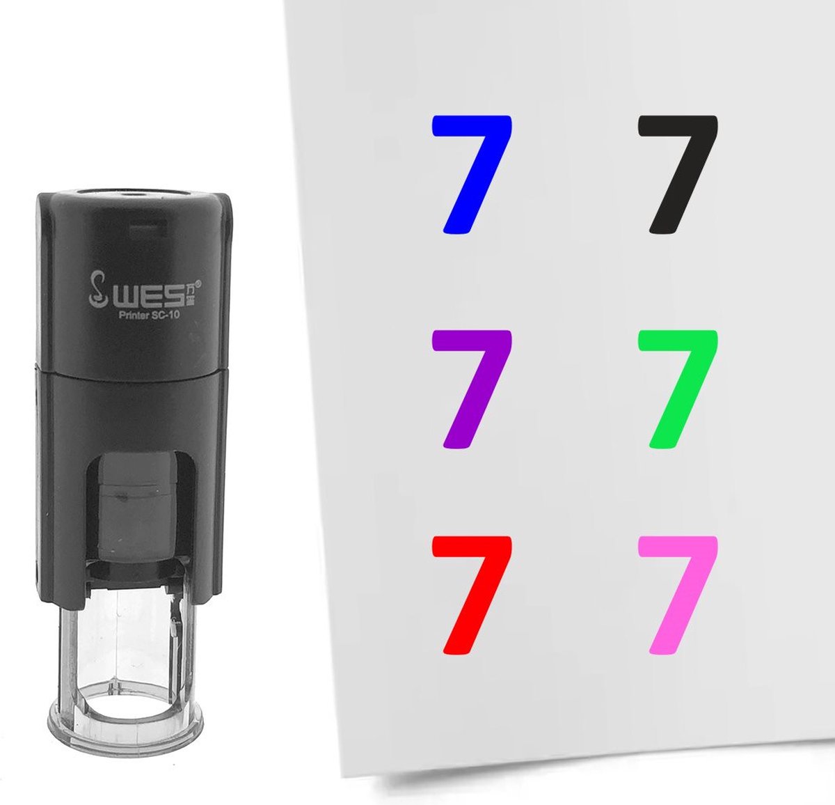 CombiCraft Stempel Getal 7 10mm rond groene inkt - per 1 stuk