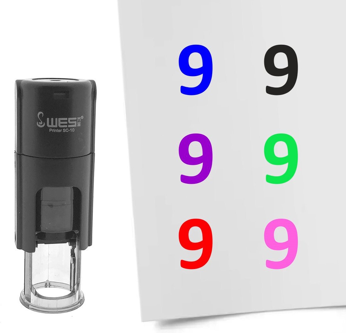 CombiCraft Stempel Getal 9 10mm rond groene inkt - per 1 stuk