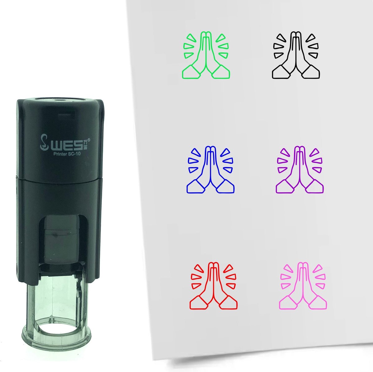 CombiCraft Stempel Gevouwen handen / bedankt 10mm rond - Paarse inkt